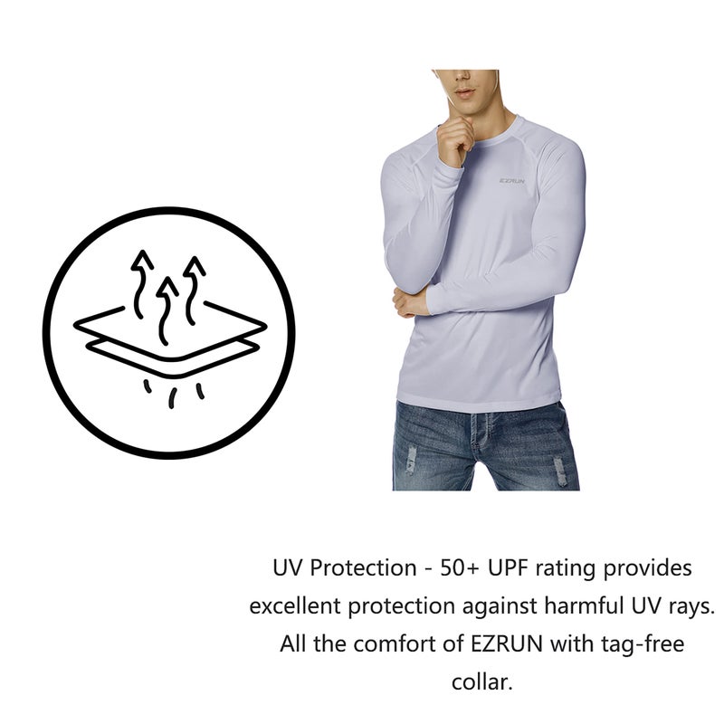 EZRUN Mens Sun Protection Swim Shirt Lightweight UV Sun Shirts Quick Dry UPF 50+ Fishing Shirts - Image 4
